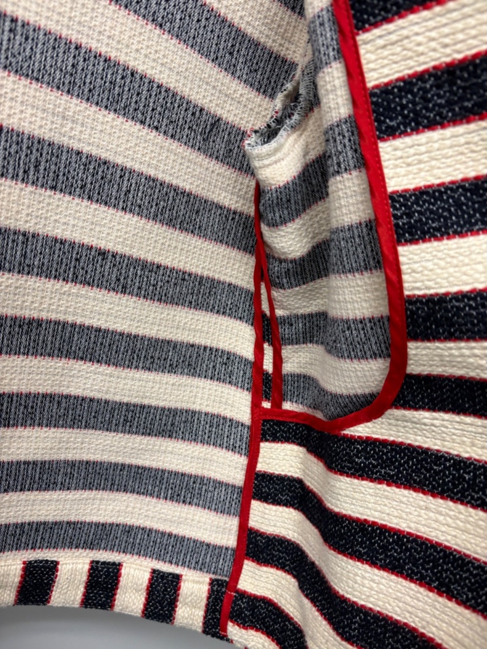 Promod Parisian Tweed Striped Knit Jacket | French Nautical Red Trim Blazer S - Picture 6 of 13